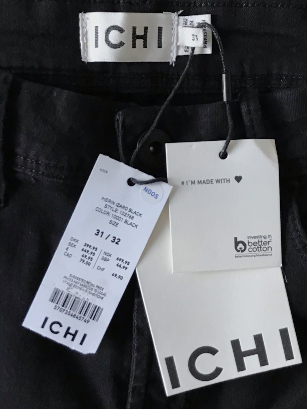 NWT ICHI Power Stretch Slim Fit Denim Black Jeans W31 Everyday Casual Denim - Picture 2 of 9